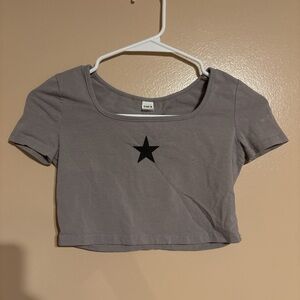 SHEIN Gray Crop Top with Black Star